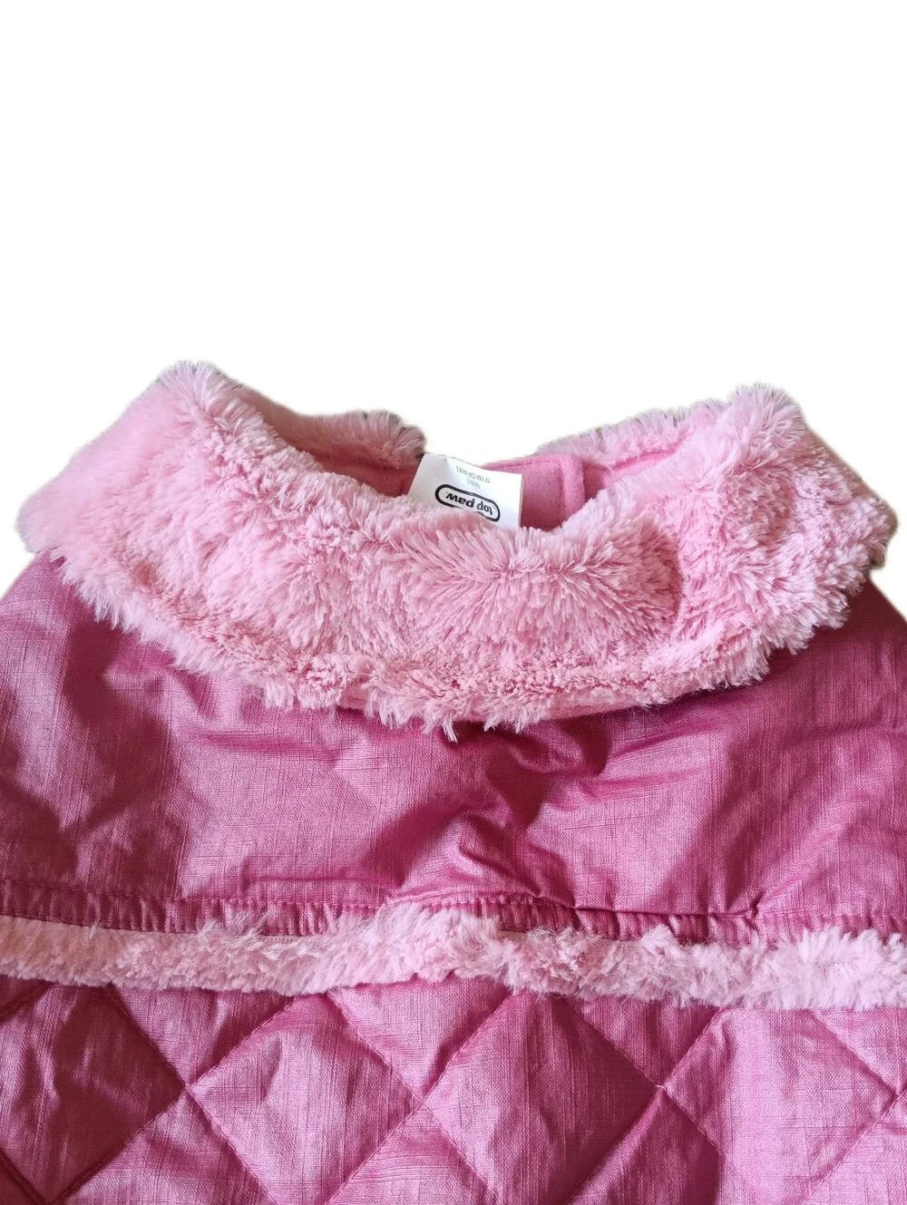 🩷 Top Paw Pink Quilted Dog Jacket Coat Large L Pets Cute Faux Fur Cute Girly